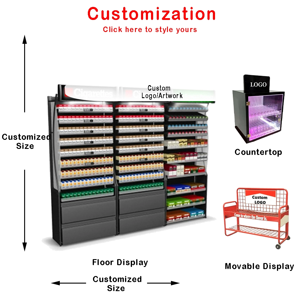 High Quality Customized Floor Standing Acrylic Cigarette Display Rack Vape Stand for Retail Store