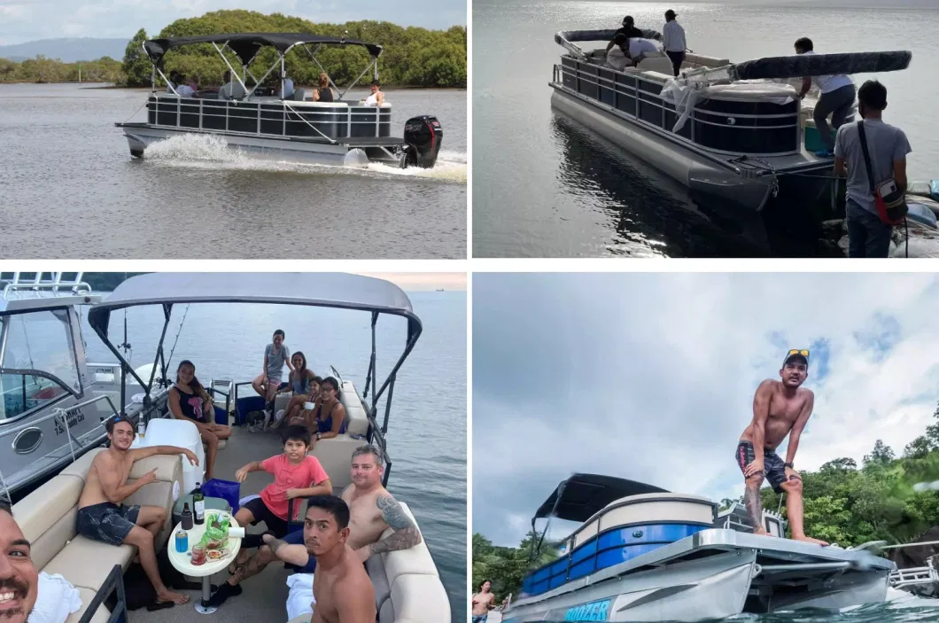 Customized Aluminum Welded Party Pleasure Pontoon Boats for Sale